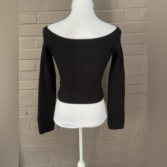 H&M NWT black cropped off shoulder sweater XS - Picture 11 of 15